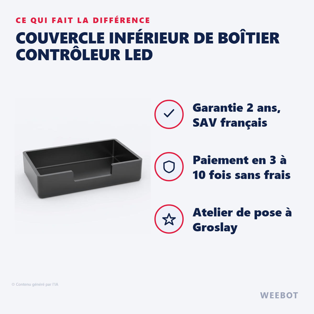 Couvercle Inférieur de Boîtier Contrôleur LED : les points forts