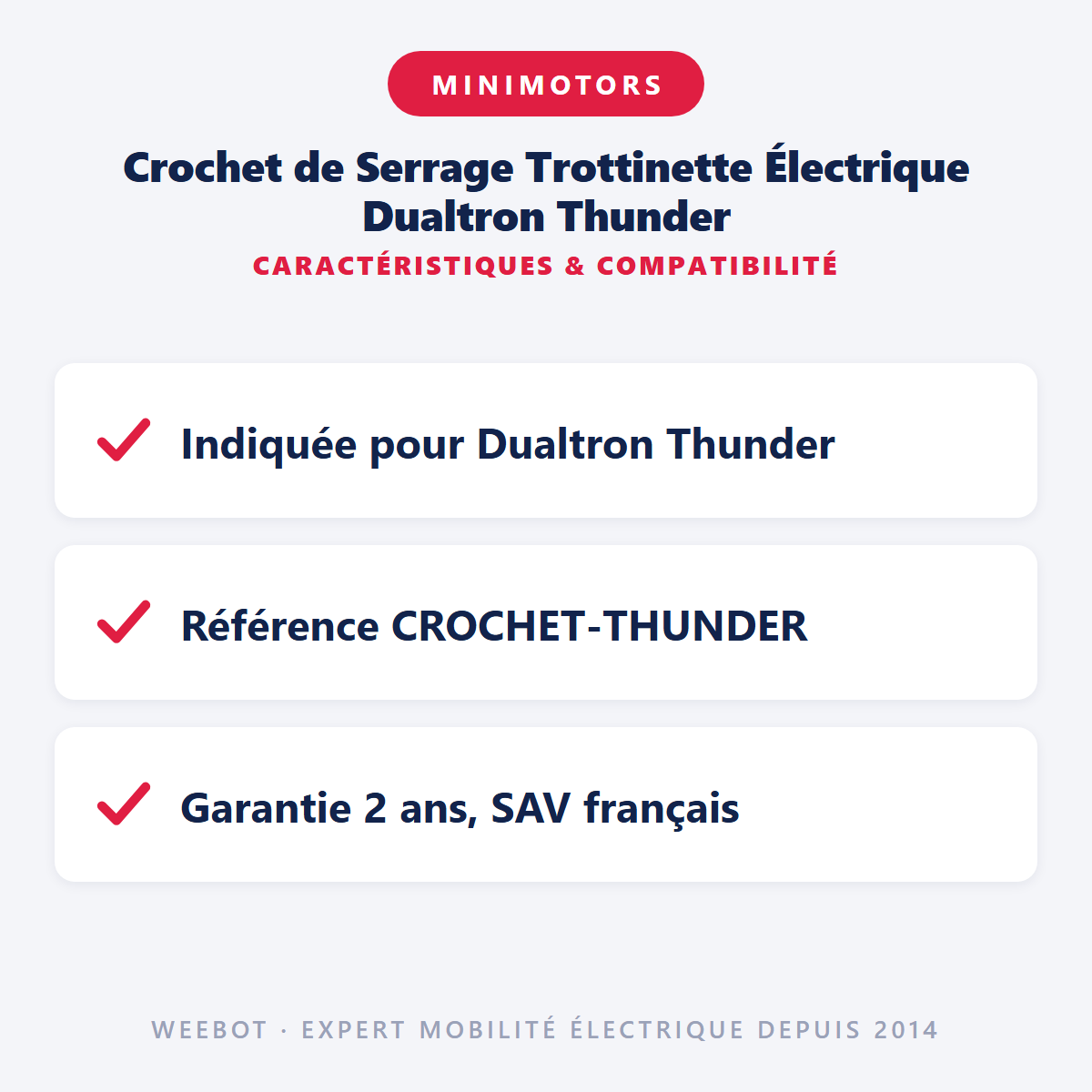 Crochet de Serrage Trottinette Électrique Dualtron Thunder : caractéristiques et compatibilité