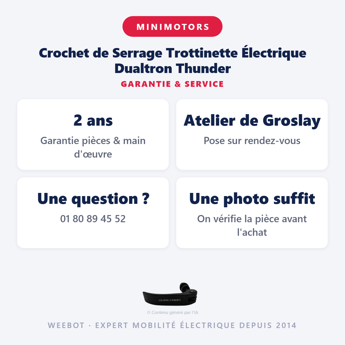 Crochet de Serrage Trottinette Électrique Dualtron Thunder : garantie 2 ans et service après-vente