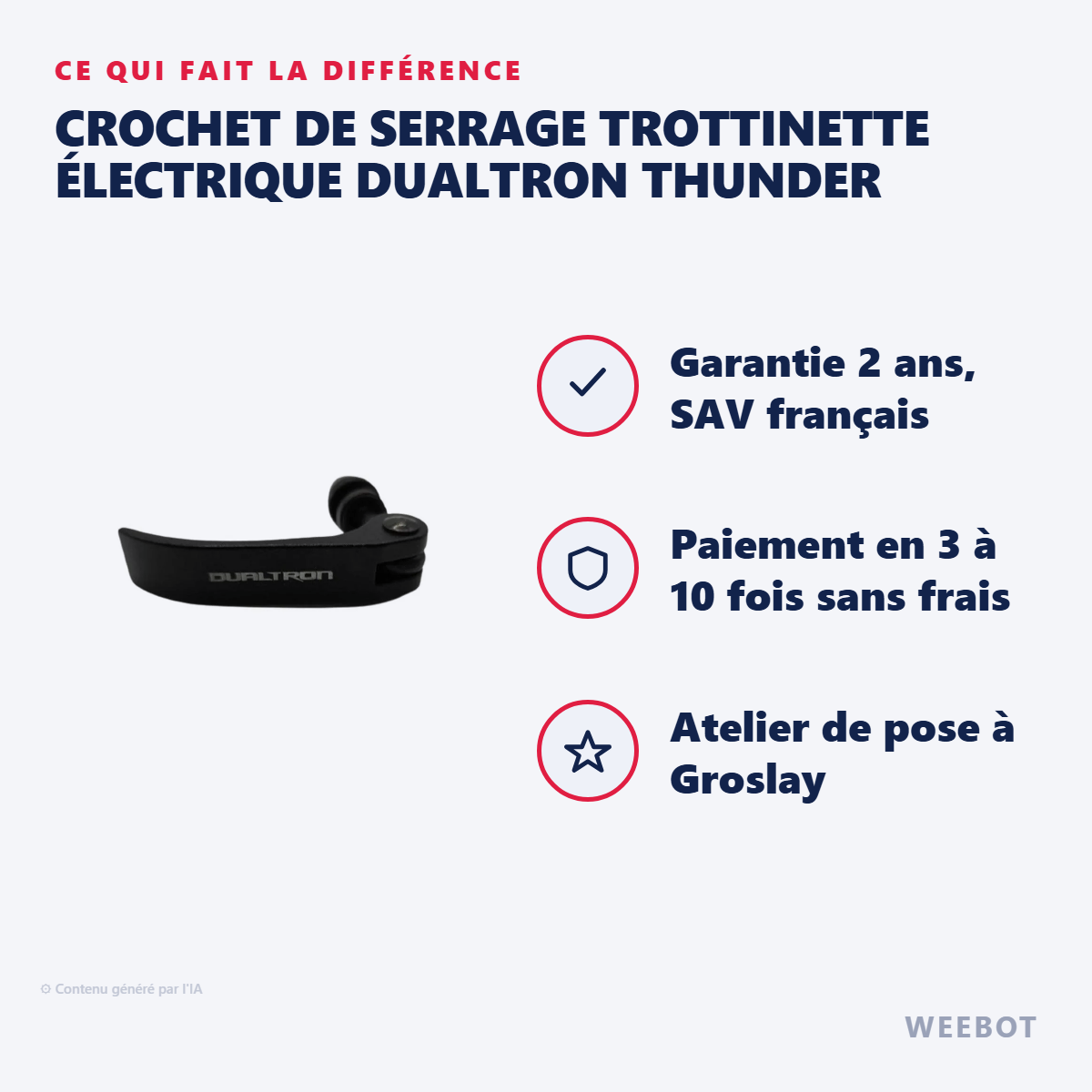 Crochet de Serrage Trottinette Électrique Dualtron Thunder : les points forts