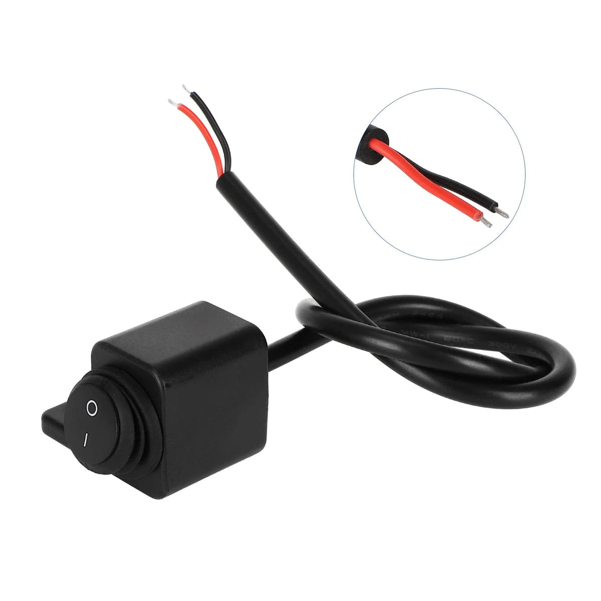 Commodo d'éclairage étanche noir 2 positions pour guidon avec câble électrique