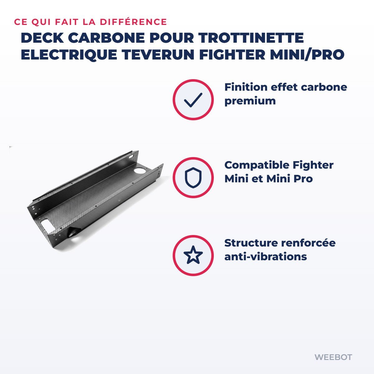 Deck Carbone pour Trottinette Electrique Teverun Fighter Mini/Pro - Weebot