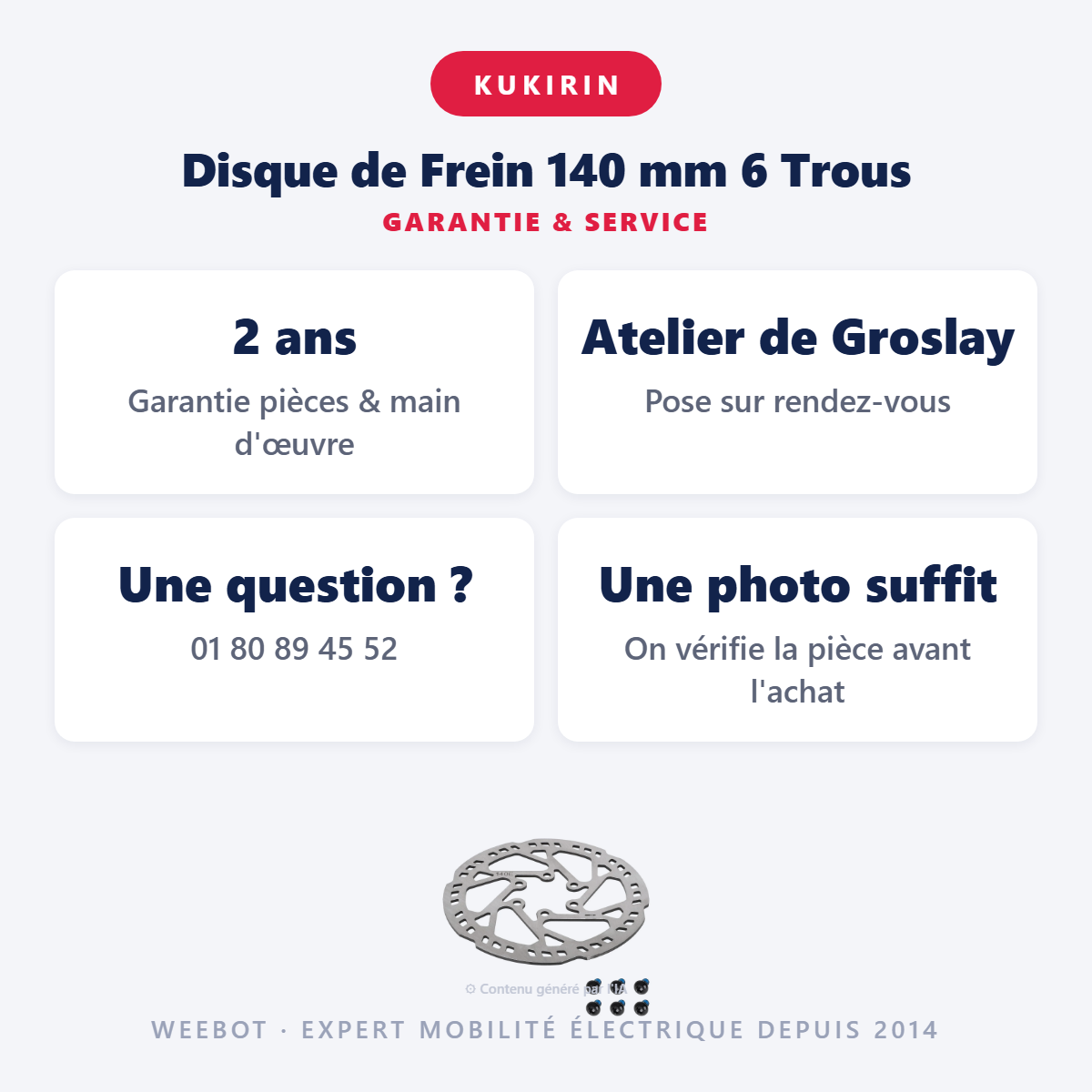 Disque de Frein 140 mm 6 Trous : garantie 2 ans et service après-vente