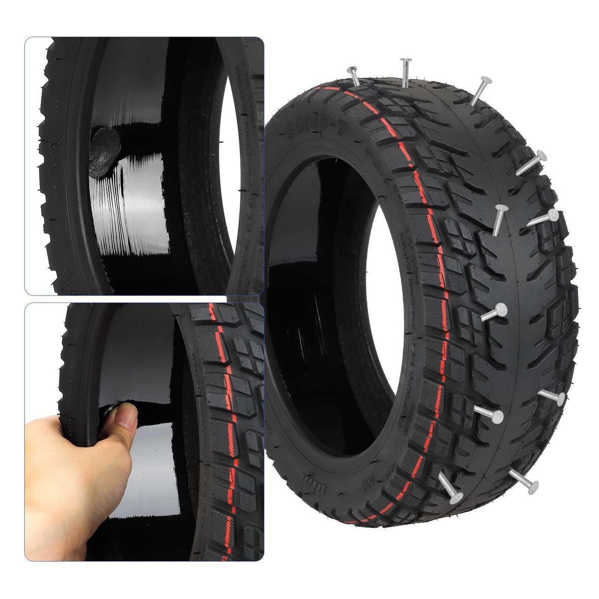 Pneu Tubeless Tout-Terrain 10 Pouces (90/55-7) Auto-Réparant avec Valve, vue 3
