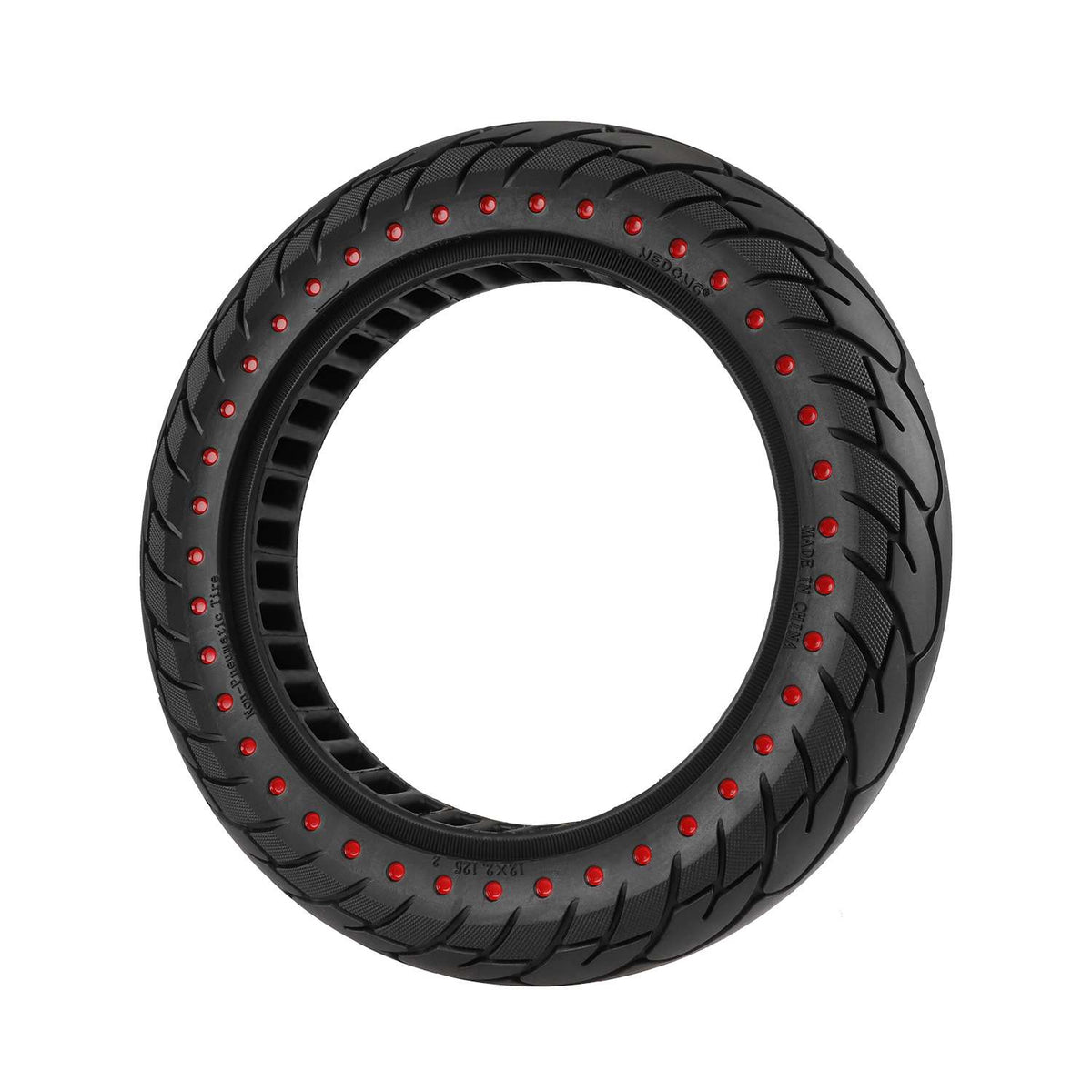 Pneu plein noir 12 pouces perforé avec points rouges pour trottinette électrique