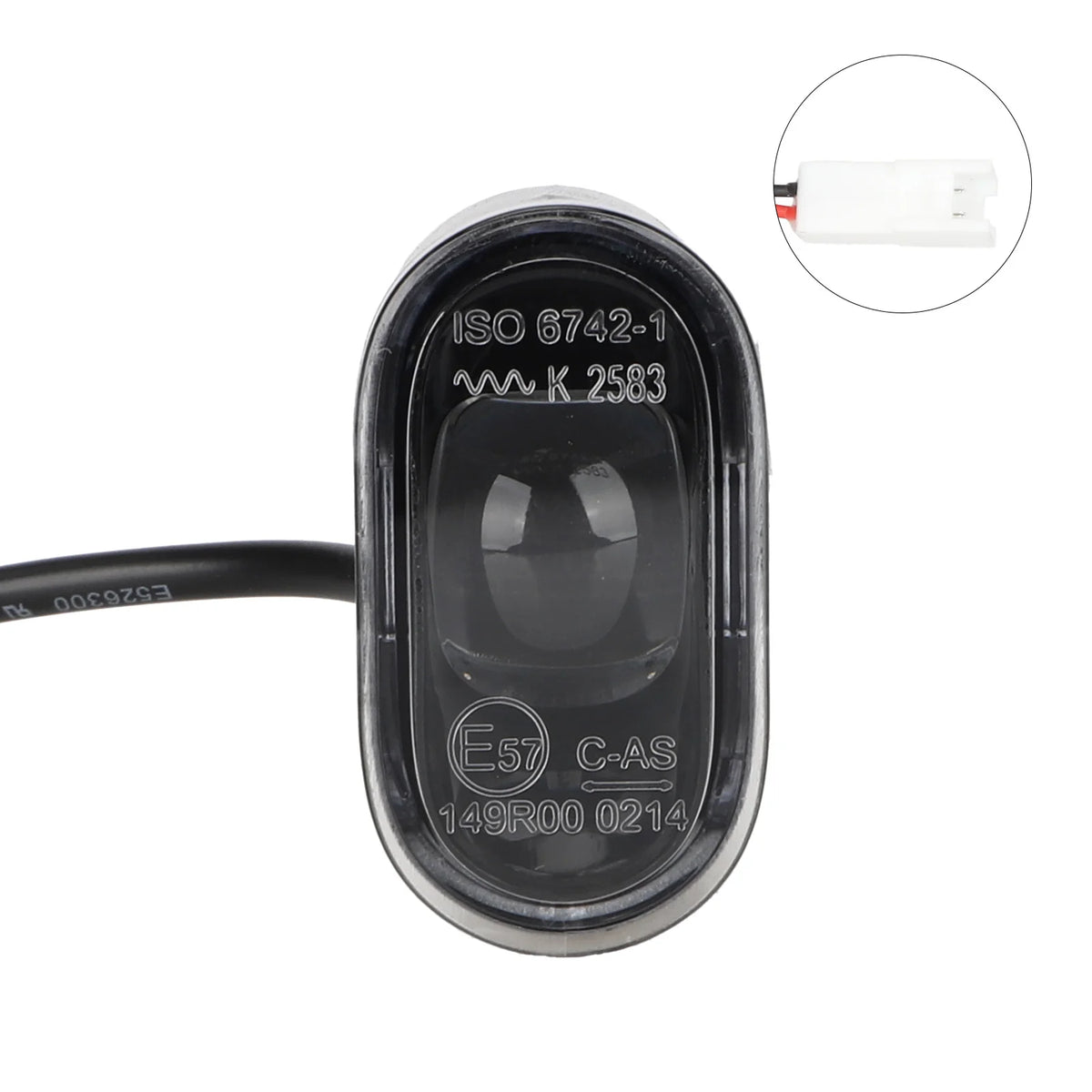 Phare avant LED noir pour trottinette électrique avec son connecteur