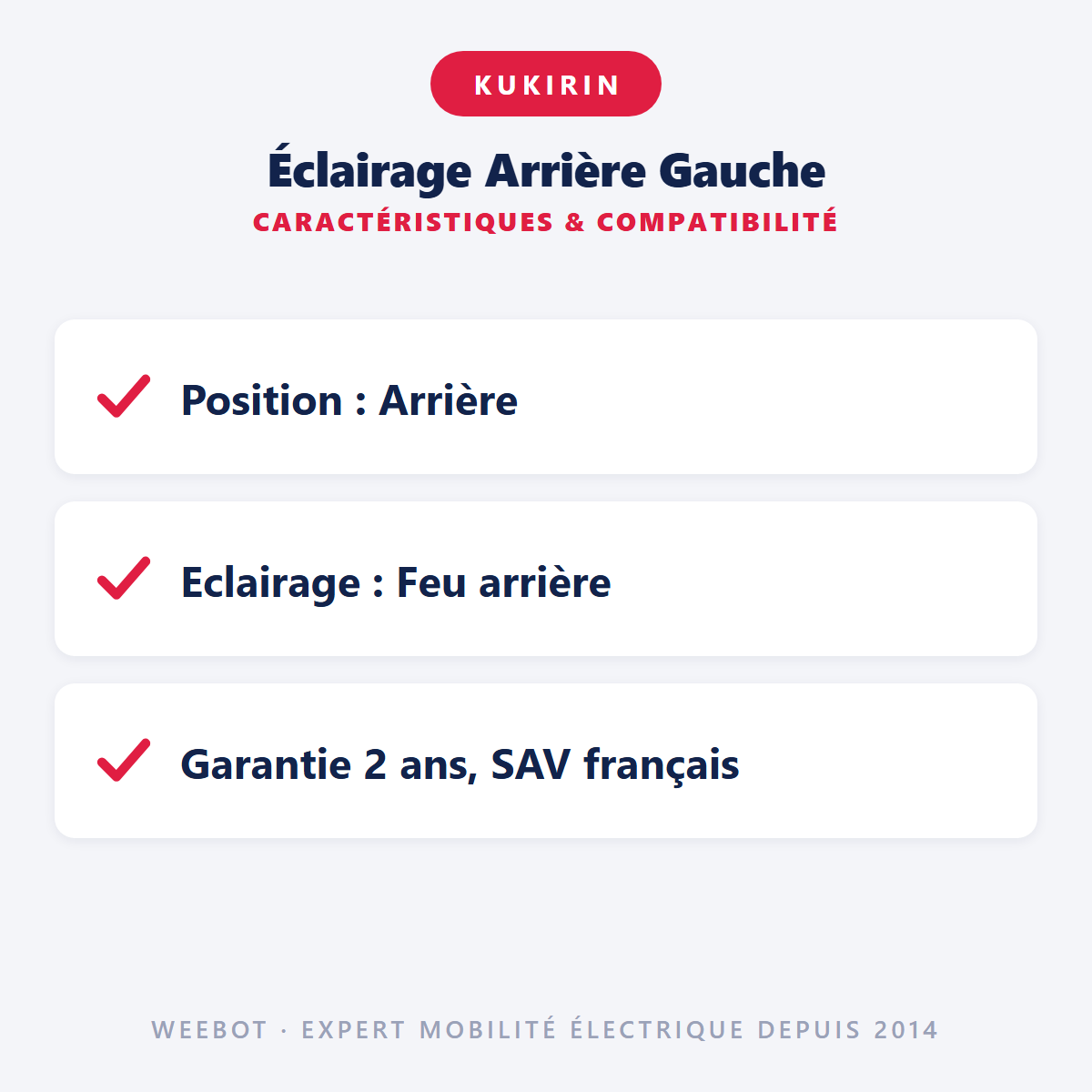 Éclairage Arrière Gauche : caractéristiques et compatibilité