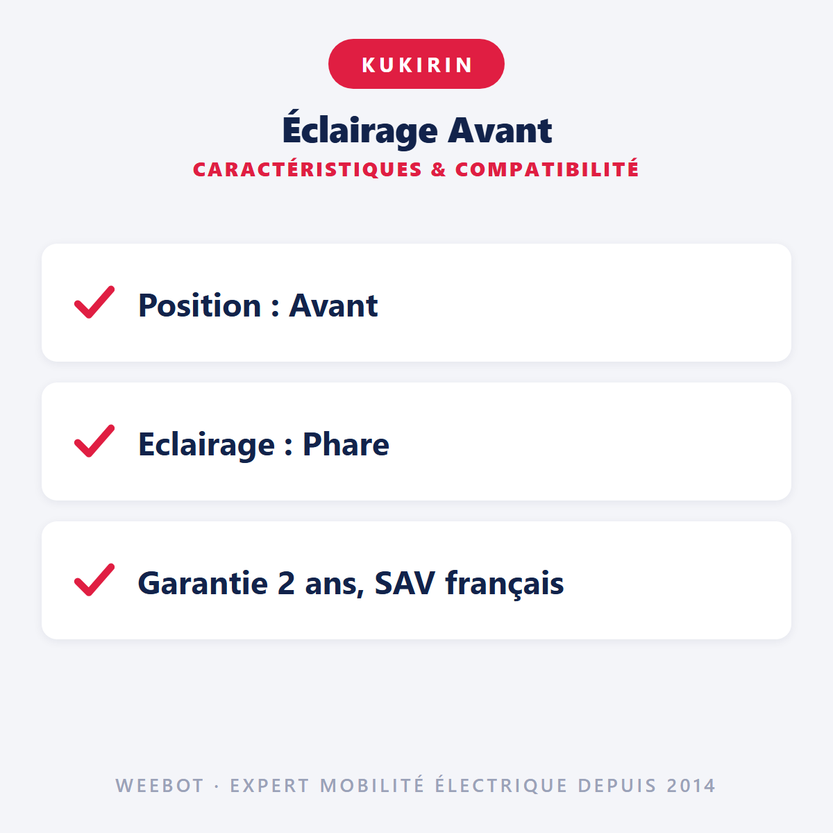 Éclairage Avant : caractéristiques et compatibilité
