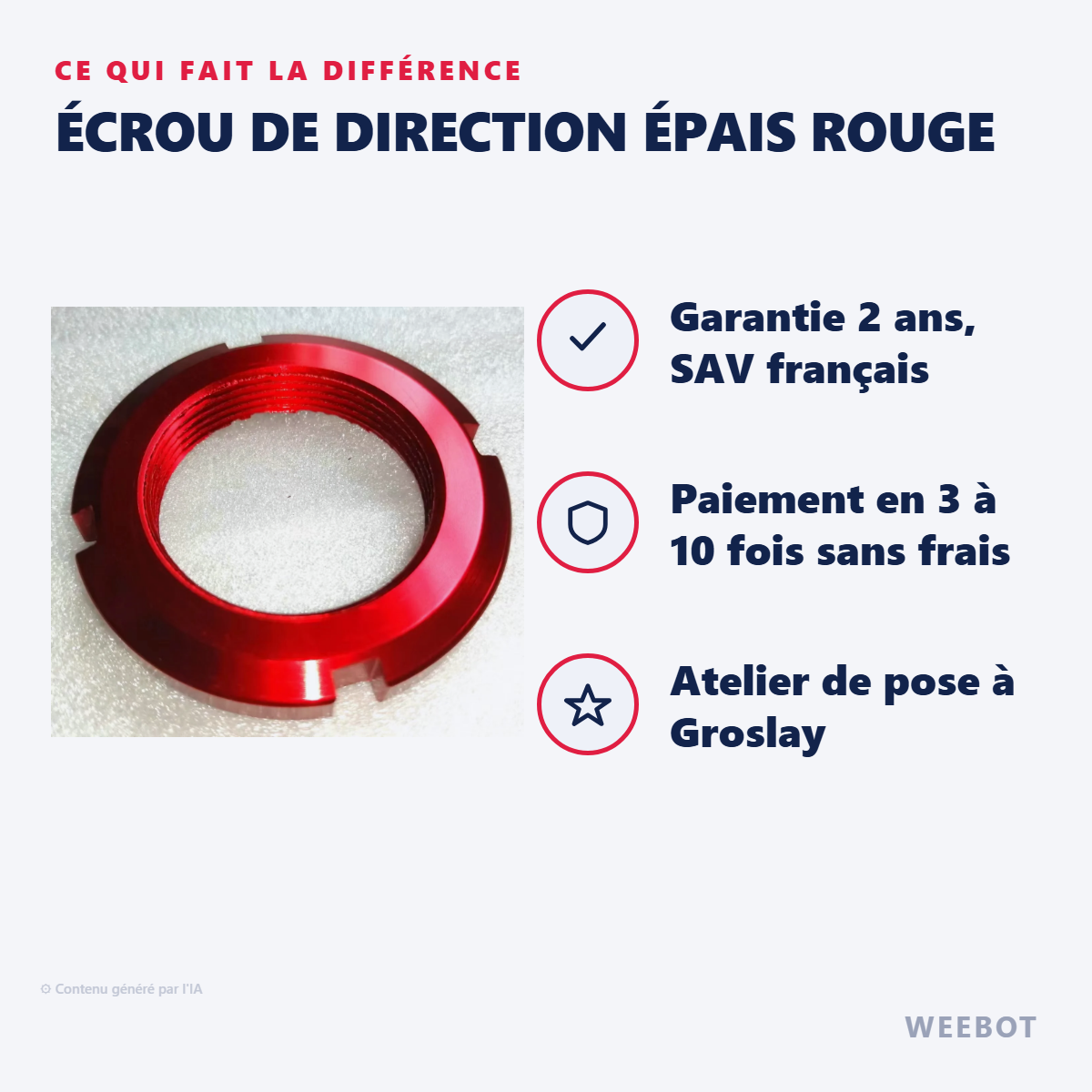 Écrou de Direction Épais Rouge : les points forts