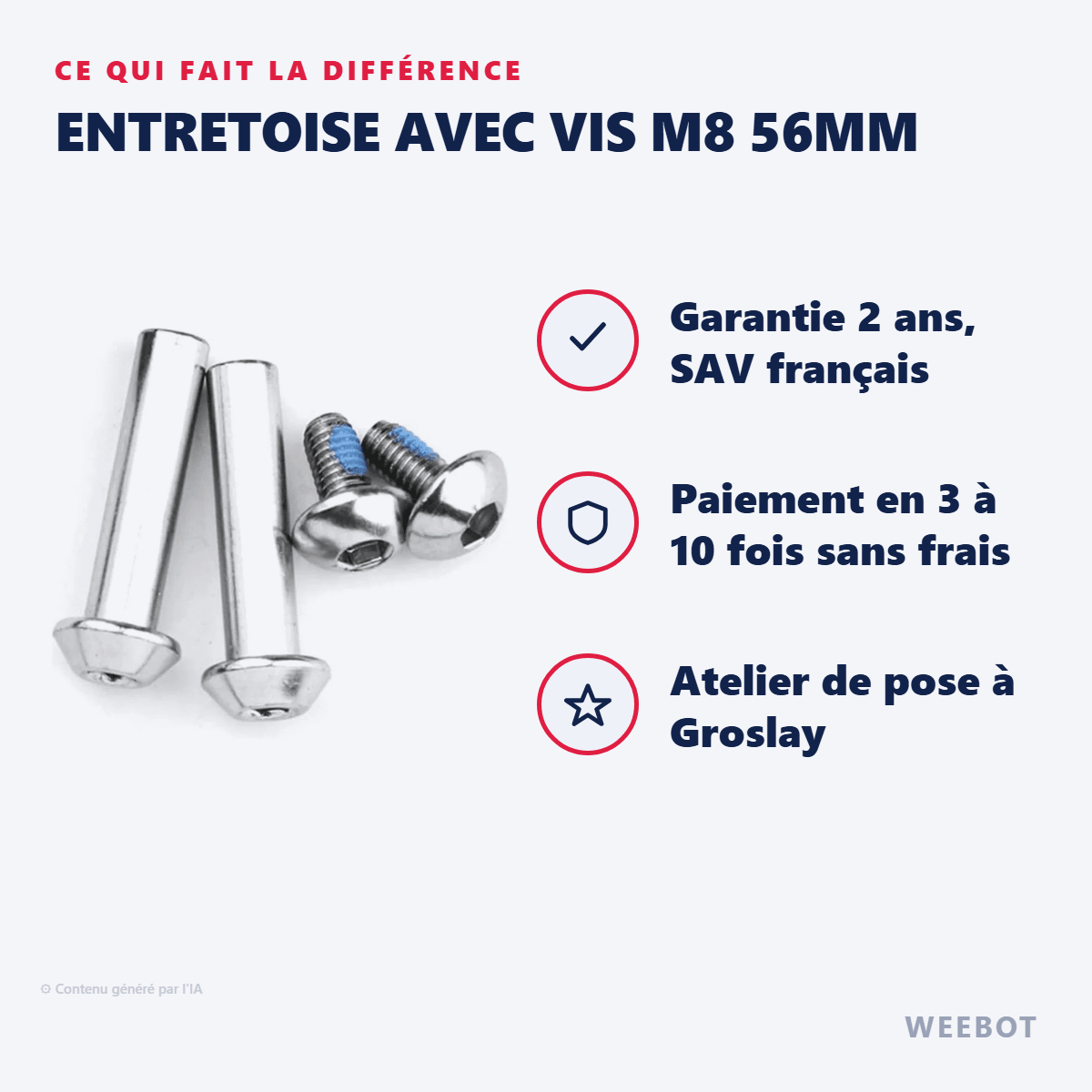 Entretoise avec vis M8 56mm - Weebot