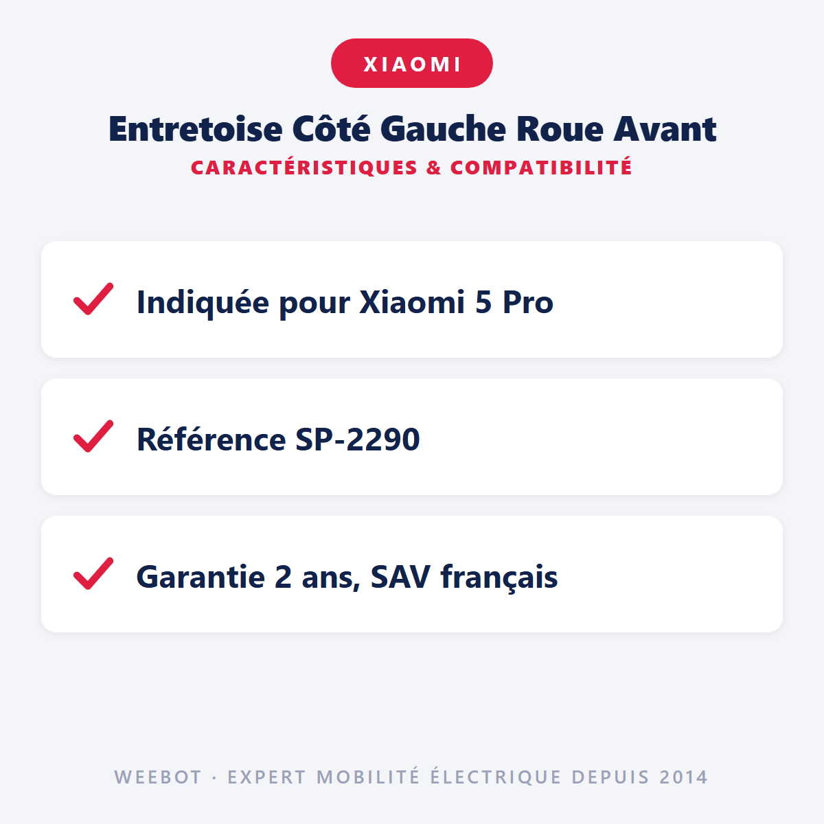 Entretoise Côté Gauche Roue Avant : caractéristiques et compatibilité