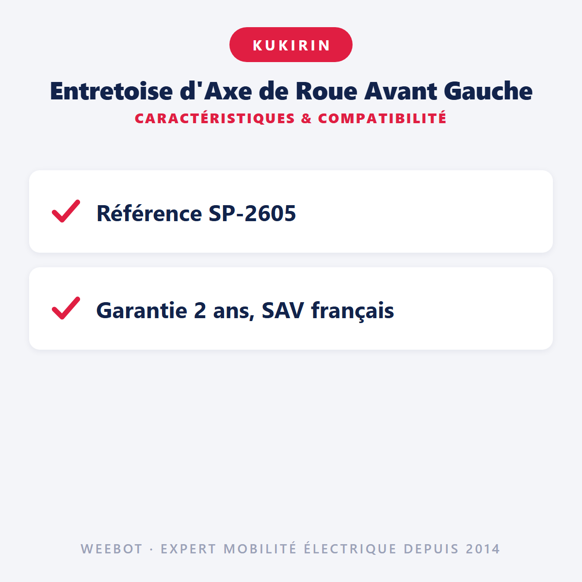 Entretoise d'Axe de Roue Avant Gauche : caractéristiques et compatibilité