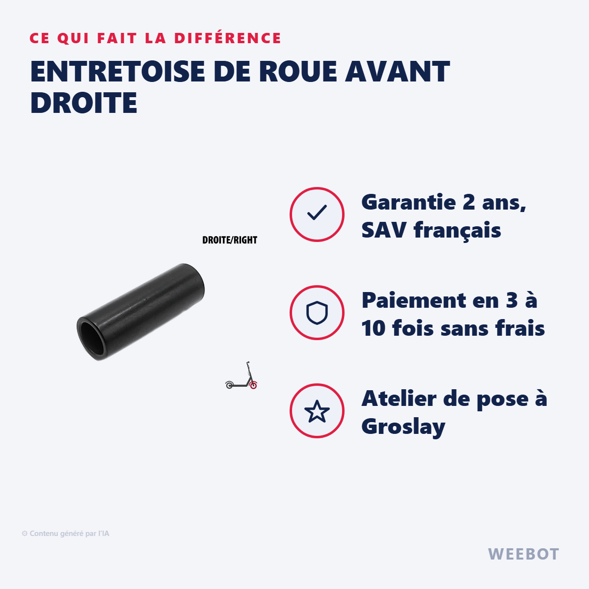 Entretoise de Roue Avant Droite : les points forts