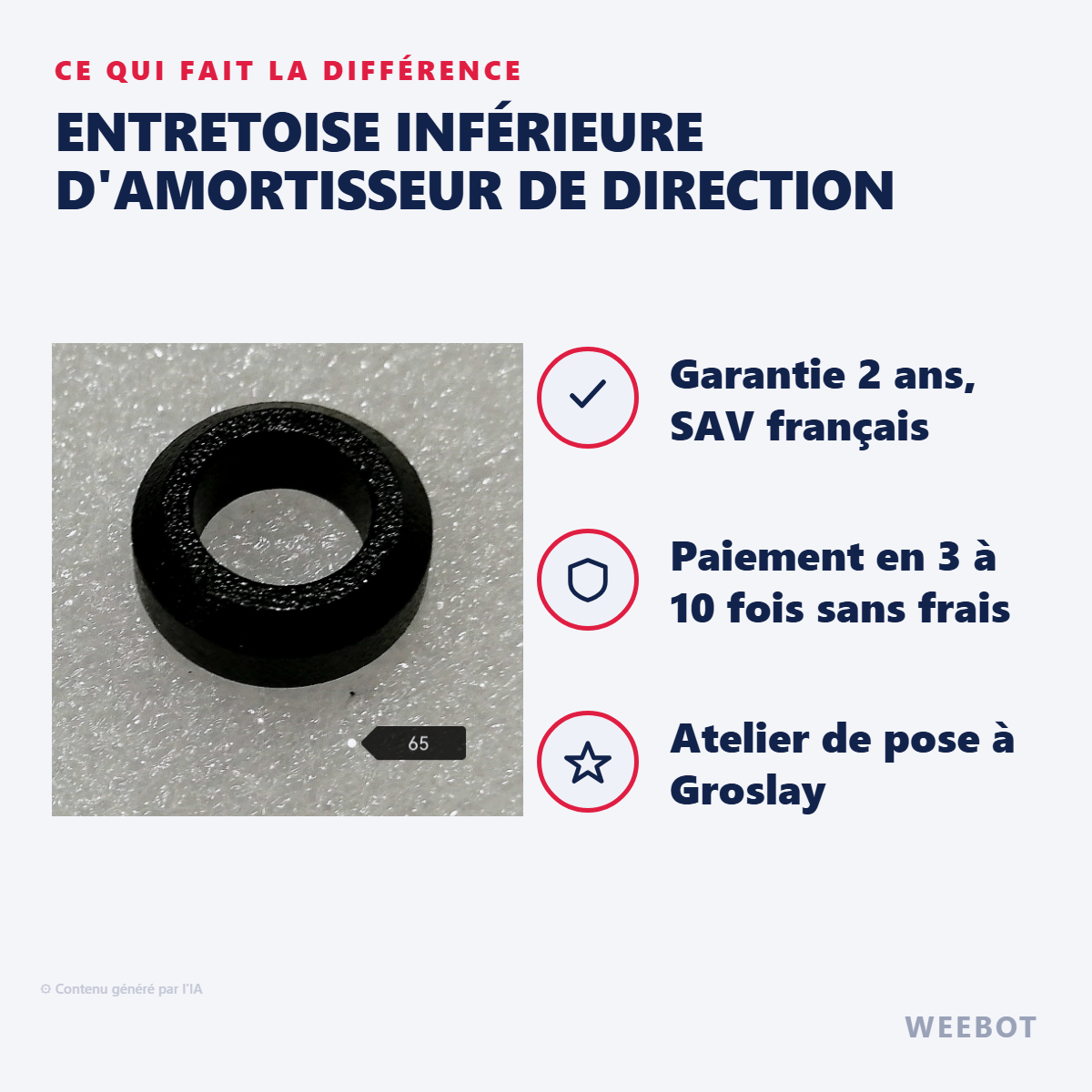 Entretoise Inférieure d'Amortisseur de Direction : les points forts