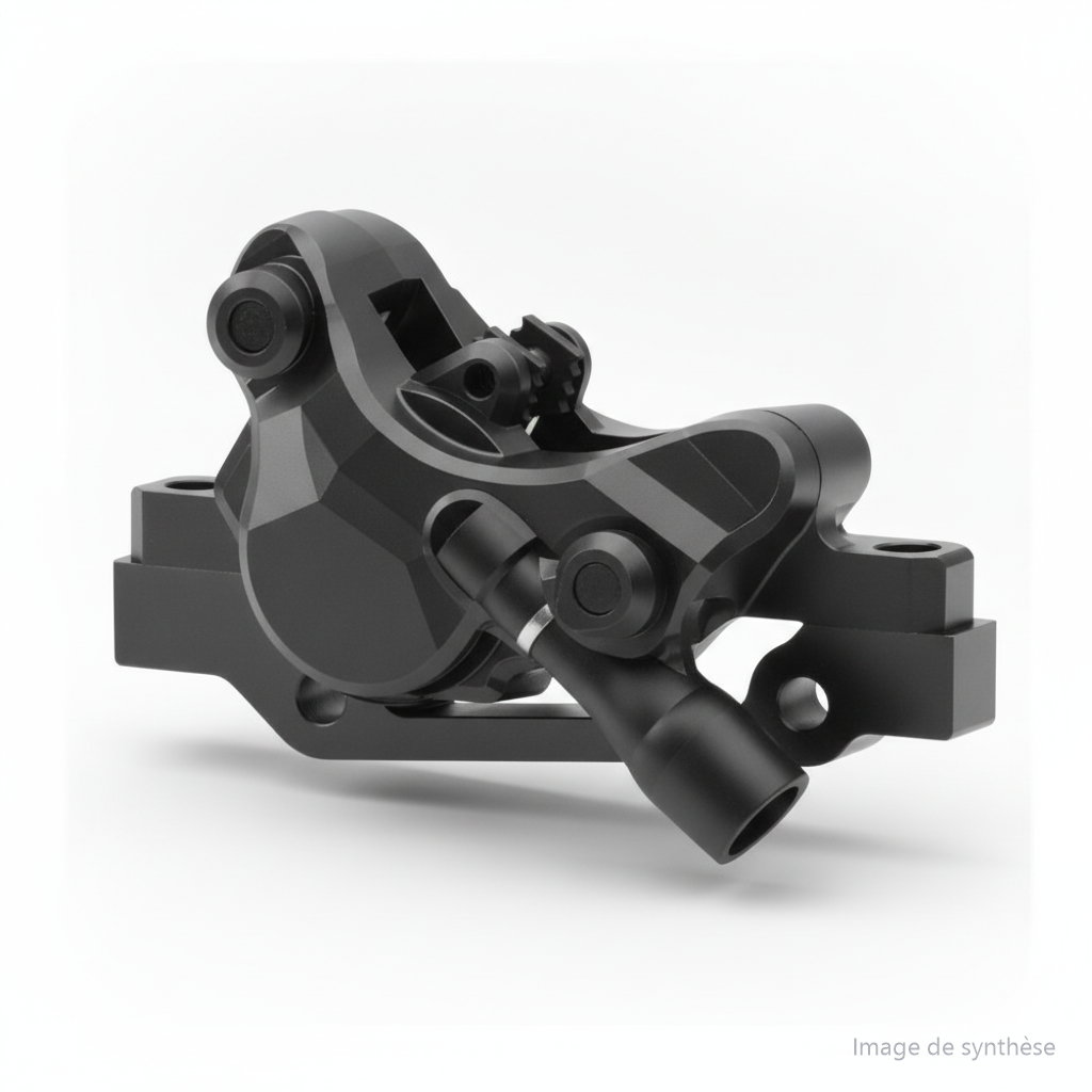 Schéma en vue 3D d'un étrier de frein avant hydraulique pour Dualtron X Limited