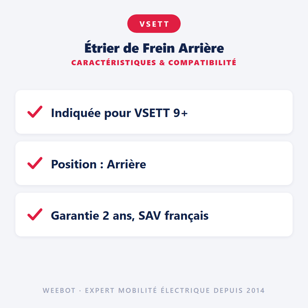 Étrier de Frein Arrière pour Trottinette Électrique Vsett 9 / Vsett 9+ - Weebot