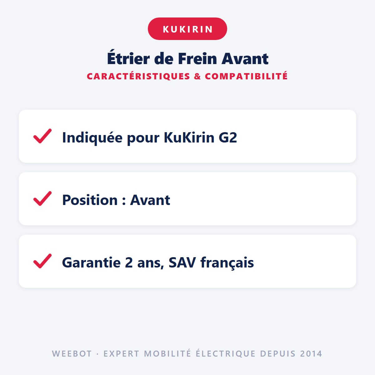 Étrier de Frein Avant pour Trottinette Électrique Kukirin G2 2024 - Weebot