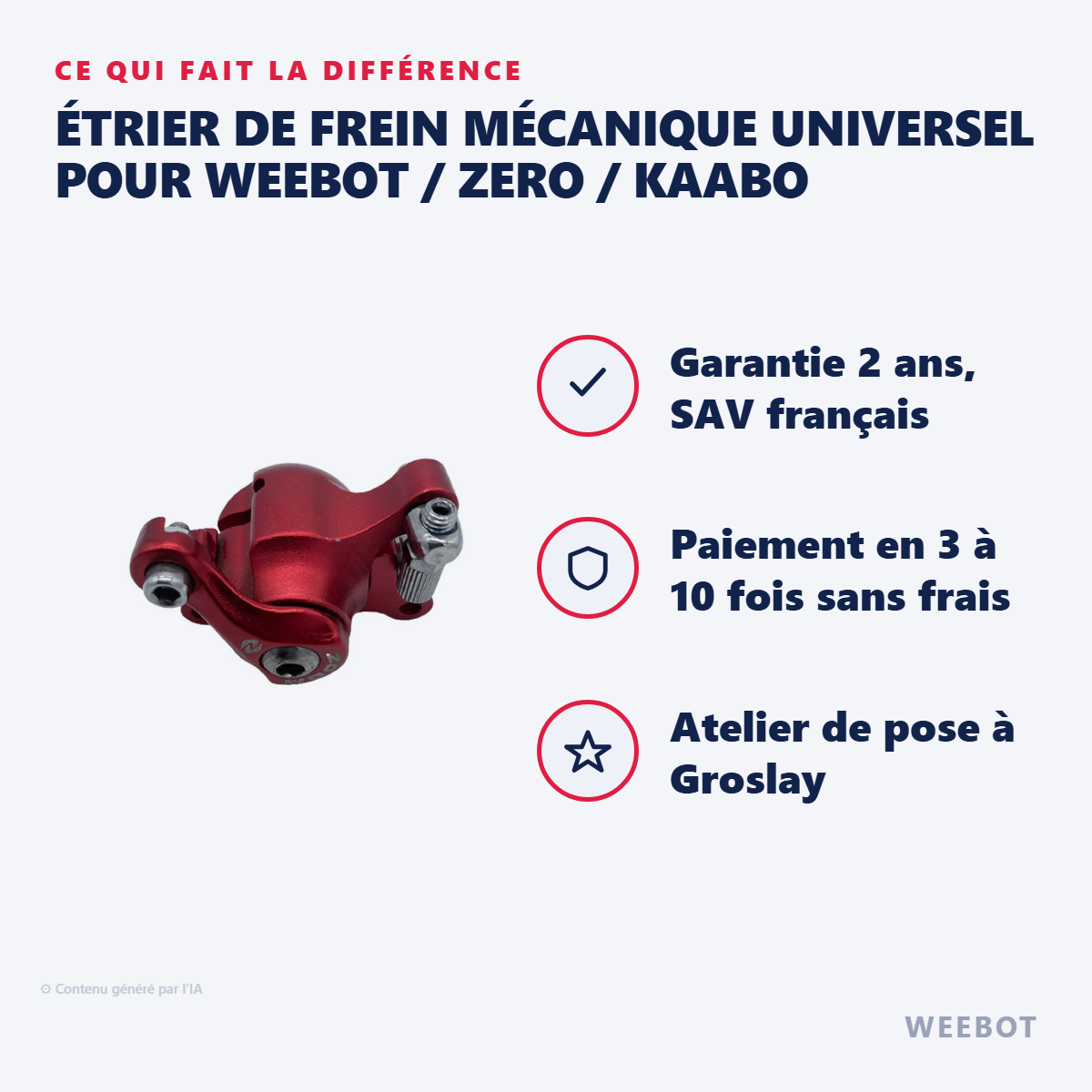 Étrier de Frein Mécanique Universel pour Weebot / Zero / Kaabo : les points forts