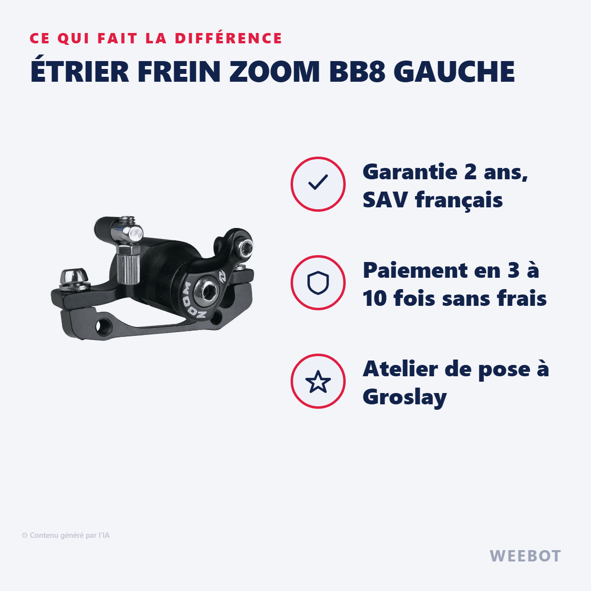 Étrier Frein Zoom BB8 Gauche pour Trottinette Électrique - Weebot