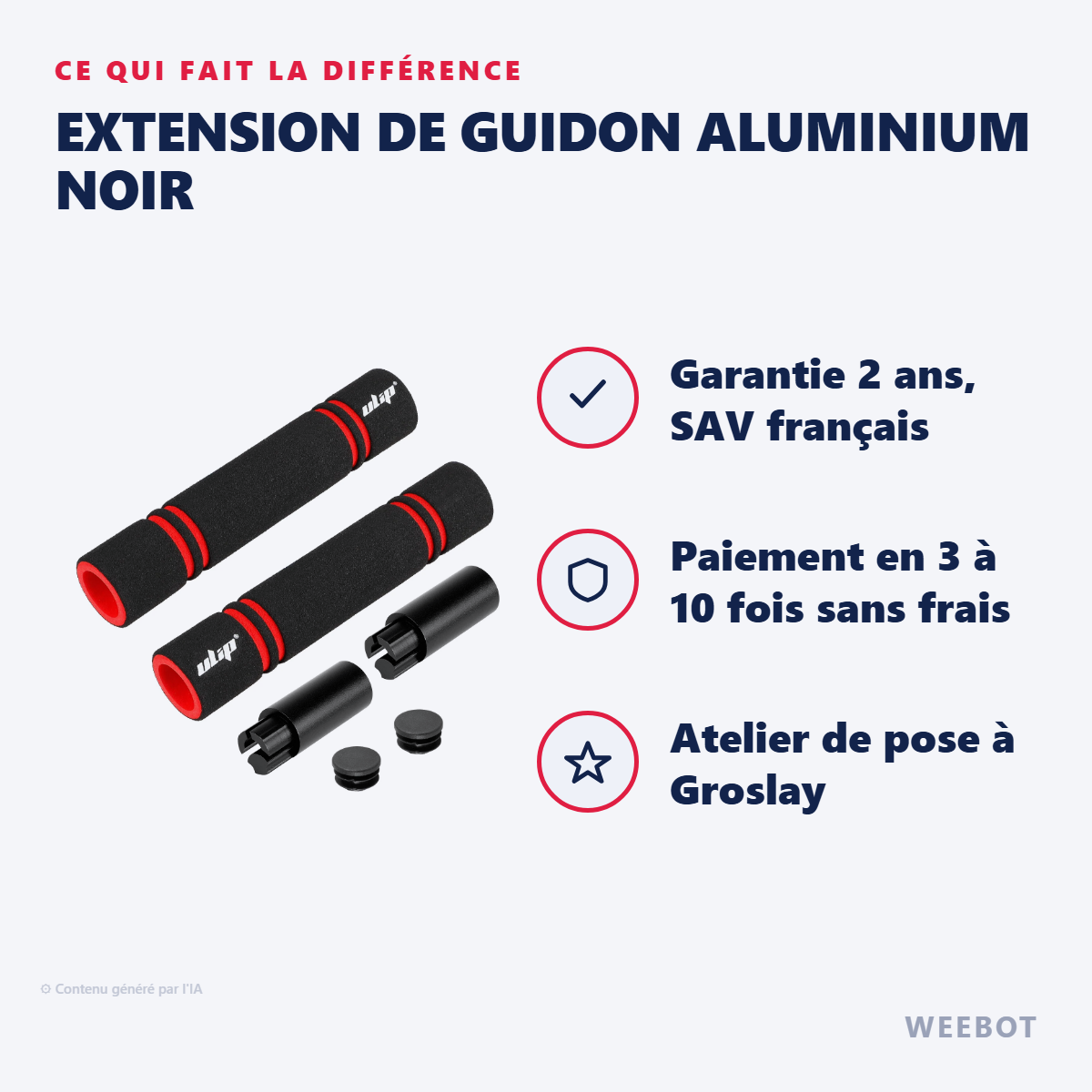 Extension de Guidon Aluminium Noir : les points forts