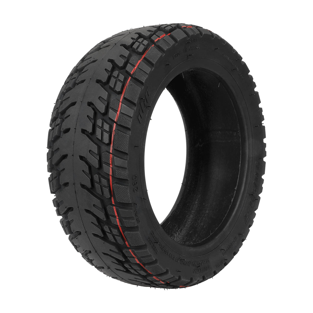 Pneu tubeless tout-terrain 11 pouces noir vu de trois-quarts