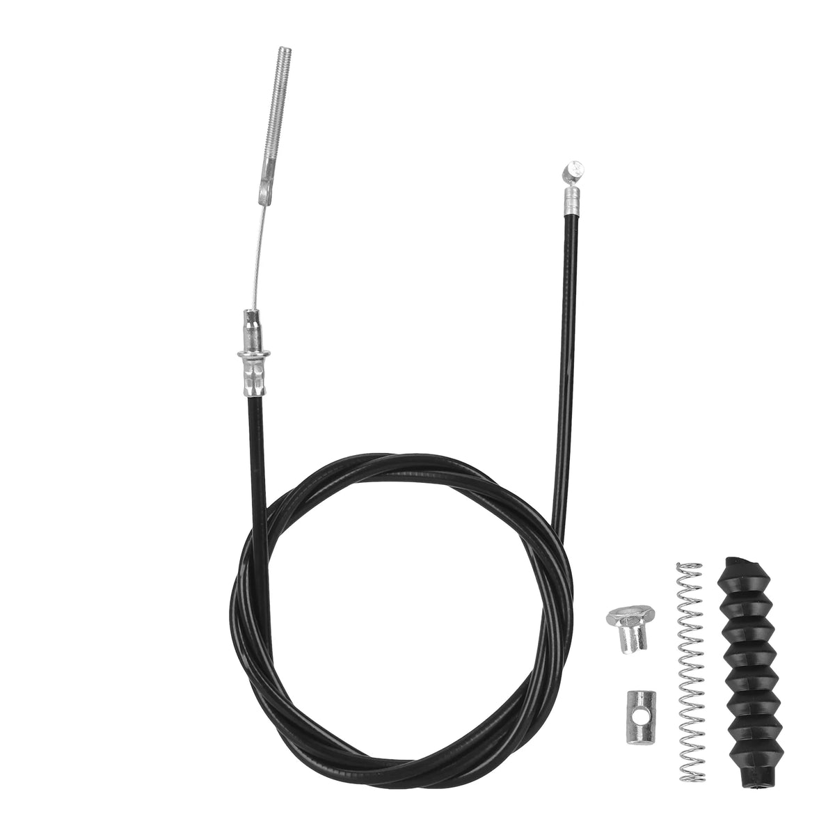Câble de frein à tambour noir pour trottinette électrique avec son ressort et ses accessoires