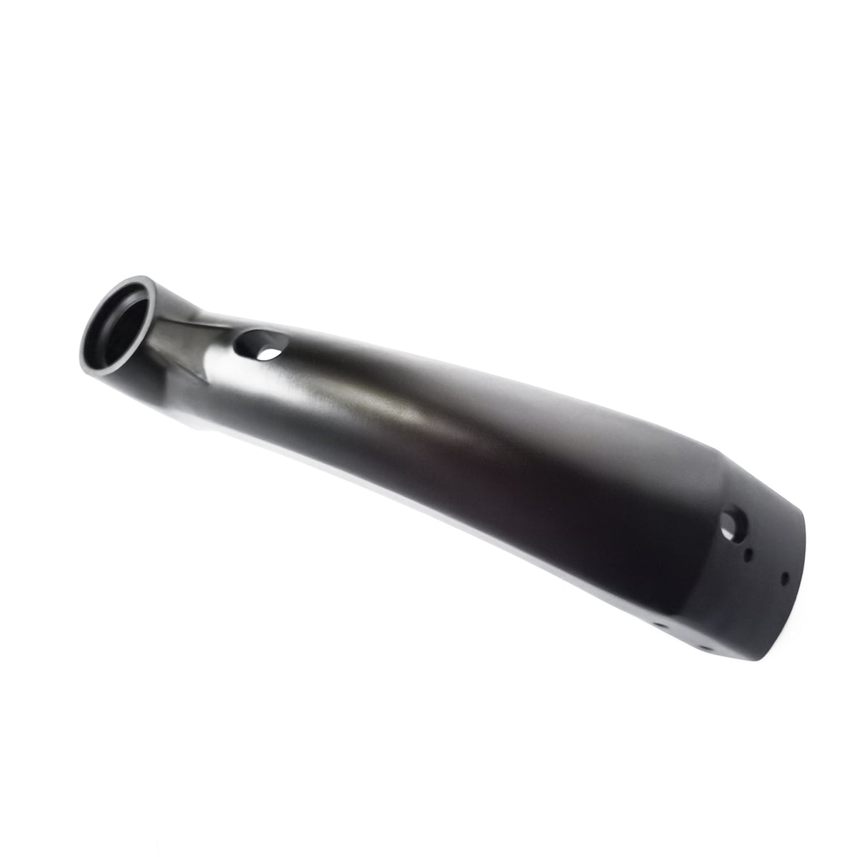 Tête de potence noire pour trottinette électrique Dualtron vue sur fond blanc.