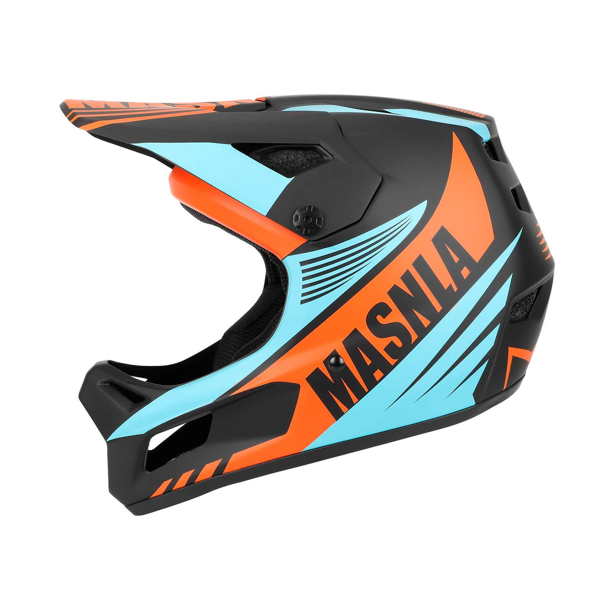 Casque Cross Tout-Terrain Noir et Bleu et Orange / XL