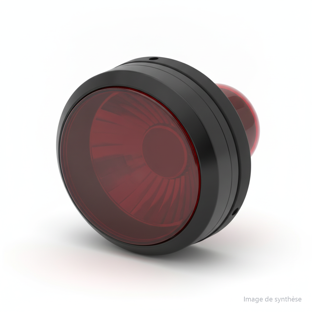 Dessin au trait d'un feu stop arrière rond pour trottinette électrique Dualtron Storm