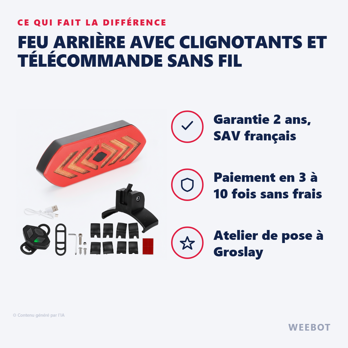 Feu Arrière avec Clignotants et Télécommande Sans Fil : les points forts