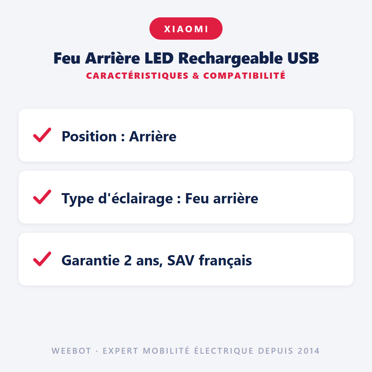 Feu Arrière LED Rechargeable USB : caractéristiques et compatibilité