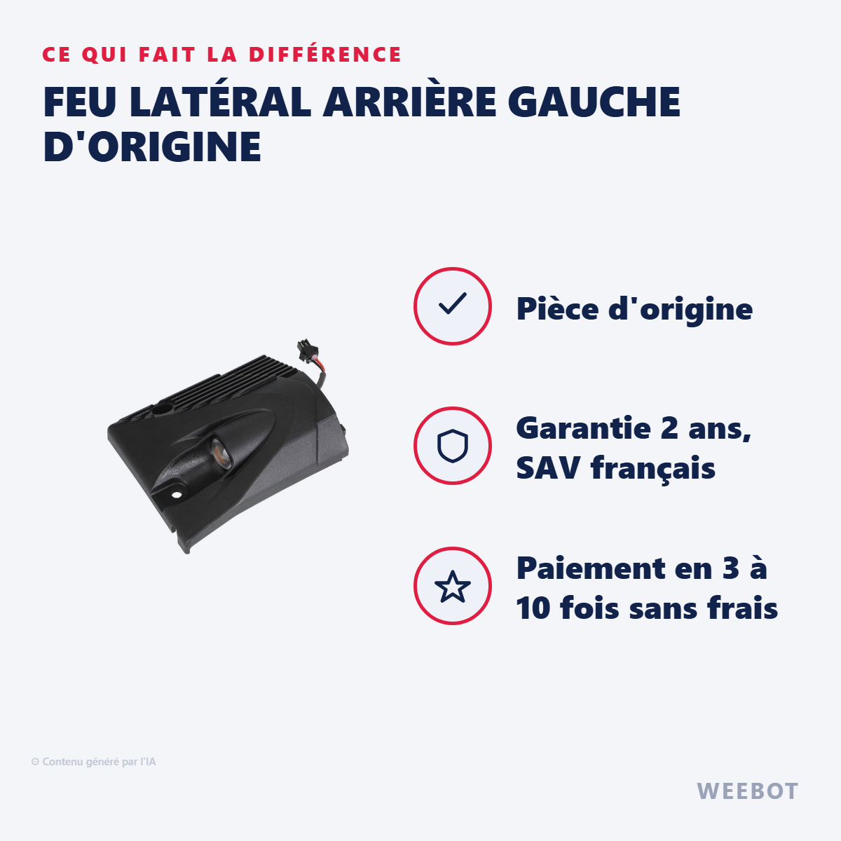 Feu Latéral Arrière Gauche d'Origine : les points forts