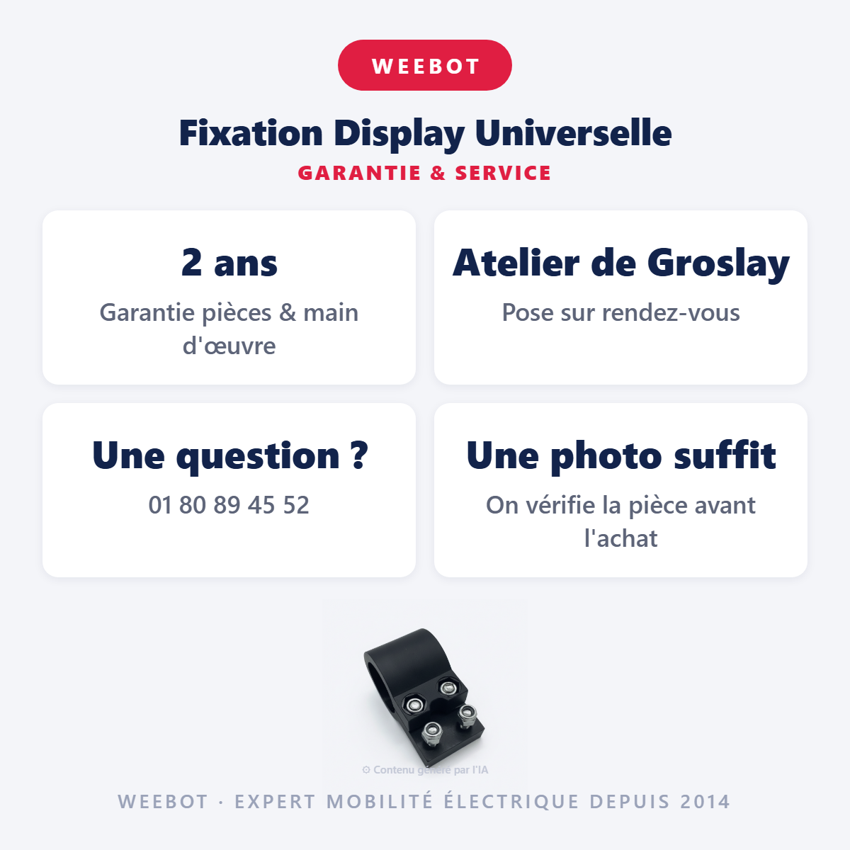 Fixation Display Universelle : garantie 2 ans et service après-vente