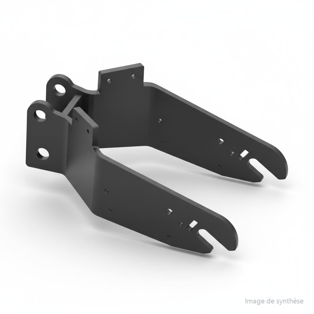 Modélisation 3D d'une fourche arrière verte pour trottinette électrique Dualtron Popular