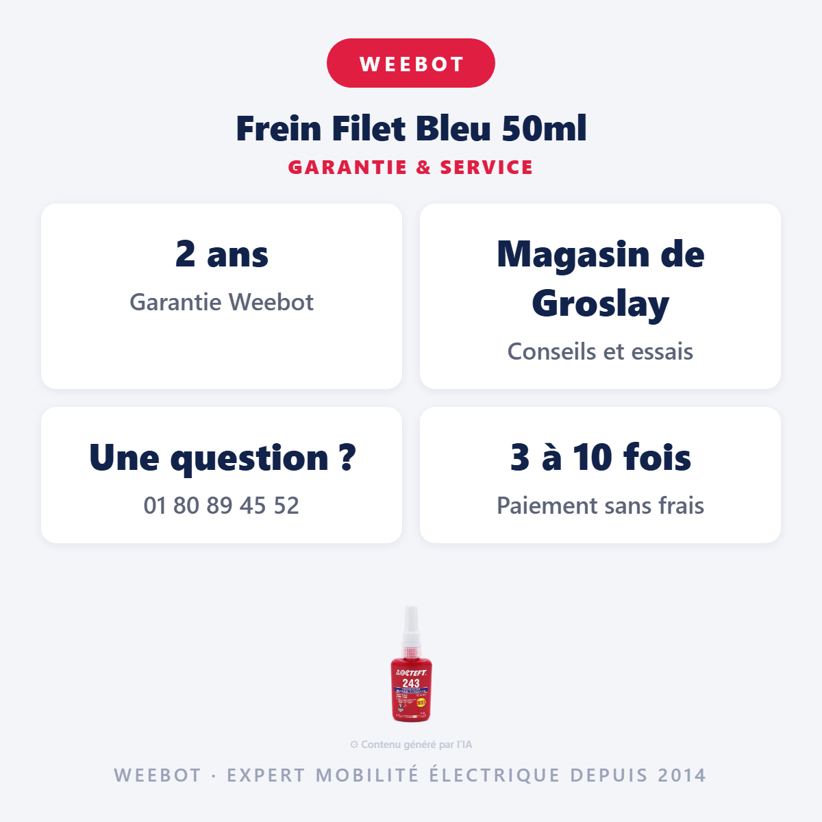 Frein Filet Bleu 50ml : garantie 2 ans et service après-vente