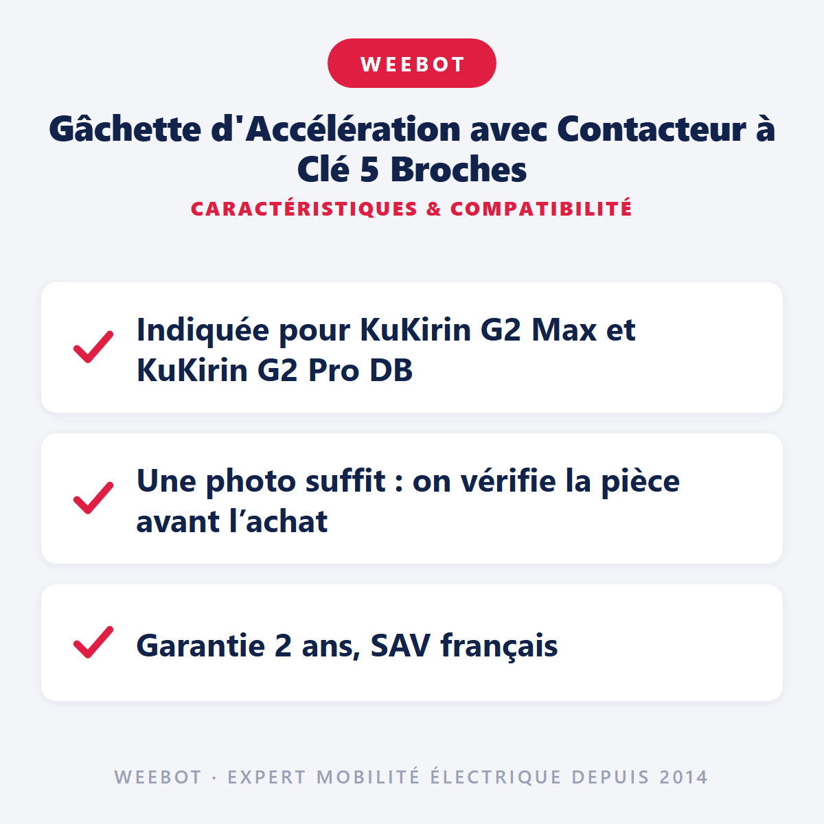 Gâchette d'Accélération avec Contacteur à Clé 5 Broches : caractéristiques et compatibilité