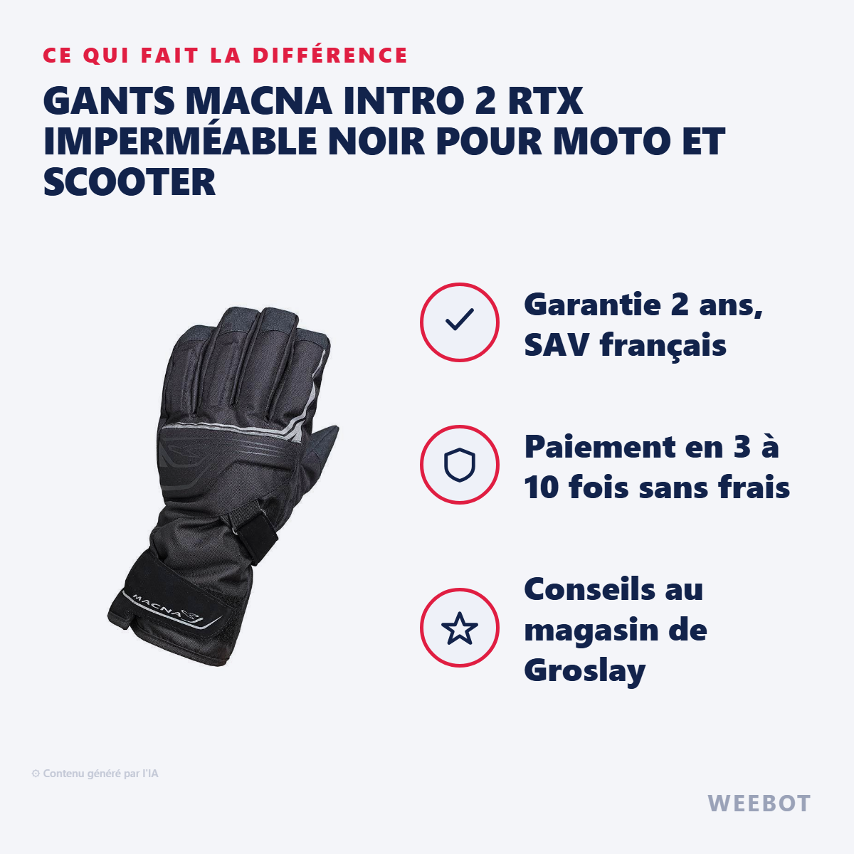 Gants Macna Intro 2 RTX Imperméable Noir pour Moto et Scooter : les points forts