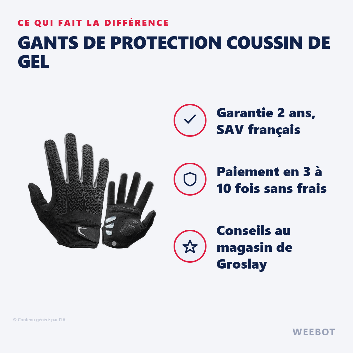 Gants de Protection Coussin de Gel : les points forts