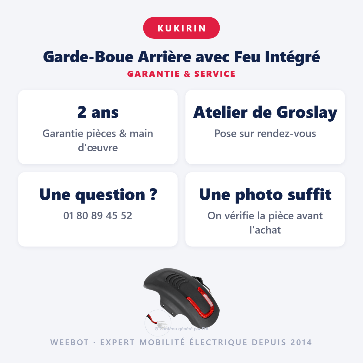 Garde-Boue Arrière avec Feu Intégré : garantie 2 ans et service après-vente