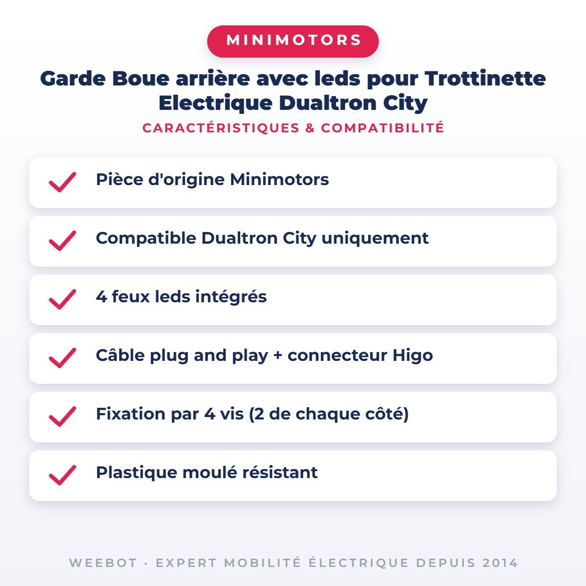 Garde Boue arrière avec leds pour Trottinette Electrique Dualtron City - Weebot