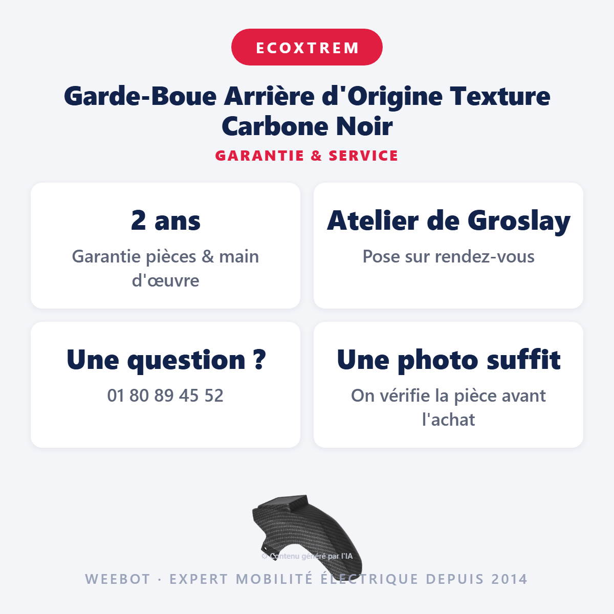 Garde-Boue Arrière d'Origine Texture Carbone Noir : garantie 2 ans et service après-vente