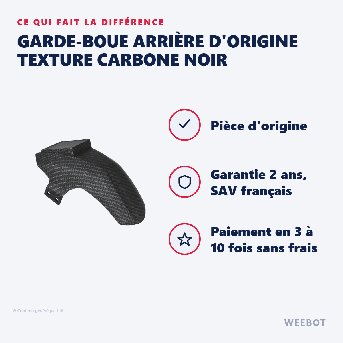 Garde-Boue Arrière d'Origine Texture Carbone Noir : les points forts