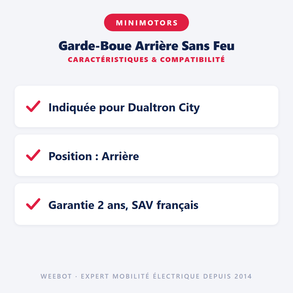 Garde-Boue Arrière Sans Feu : caractéristiques et compatibilité
