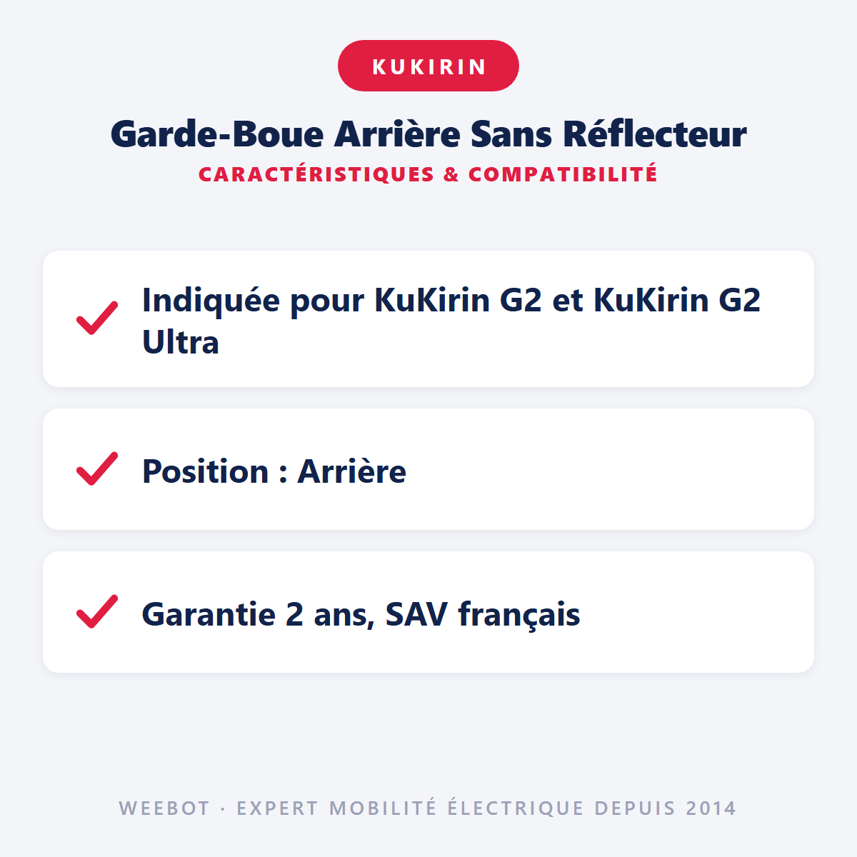 Garde-Boue Arrière Sans Réflecteur : caractéristiques et compatibilité