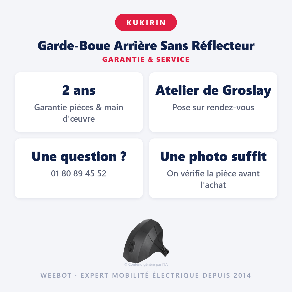 Garde-Boue Arrière Sans Réflecteur : garantie 2 ans et service après-vente