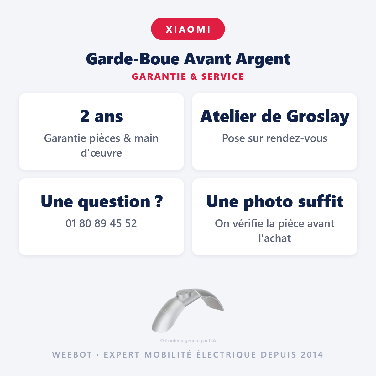 Garde-Boue Avant Argent : garantie 2 ans et service après-vente