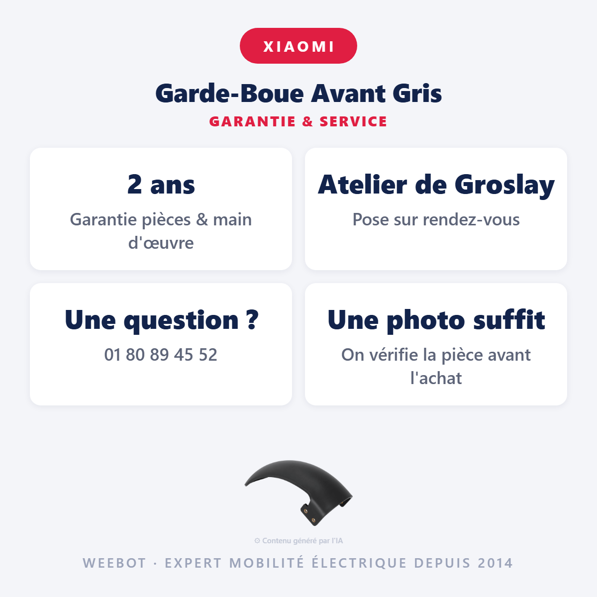 Garde-Boue Avant Gris : garantie 2 ans et service après-vente