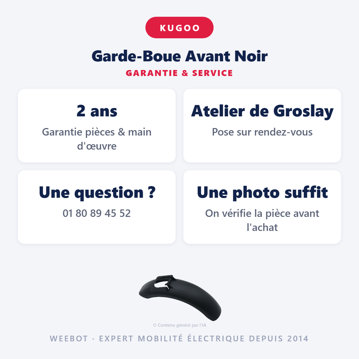 Garde-Boue Avant Noir : garantie 2 ans et service après-vente