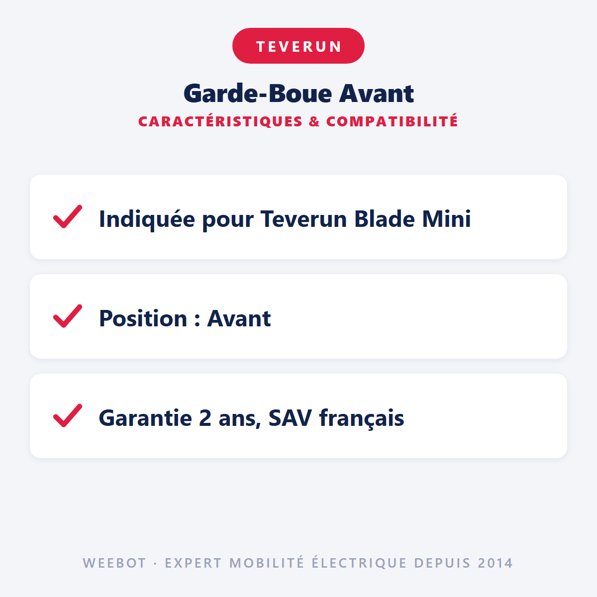 Garde-Boue Avant : caractéristiques et compatibilité