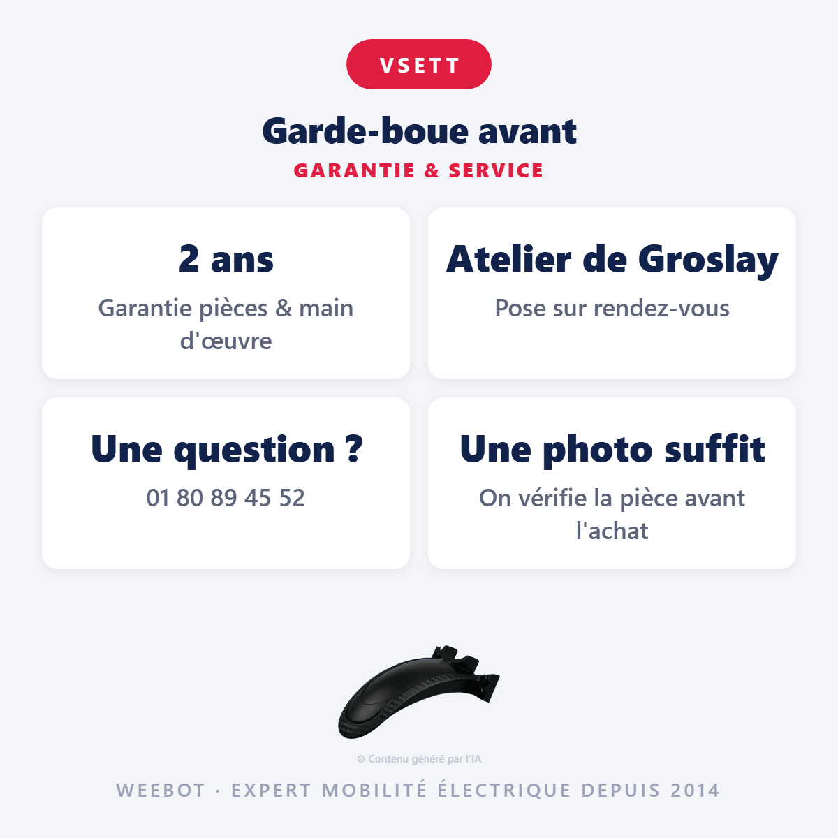 Garde-boue avant pour Trottinette Électrique Vsett 8 / Z8 Pro - Weebot